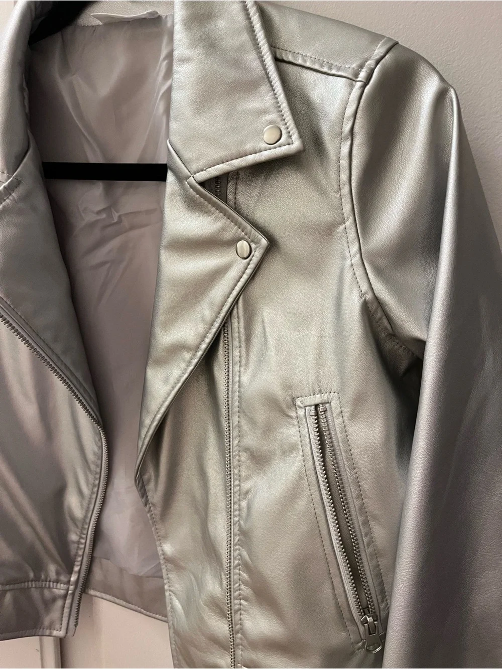 Epic Threads Silver Girls' Faux Leather Moto Jacket - Size M